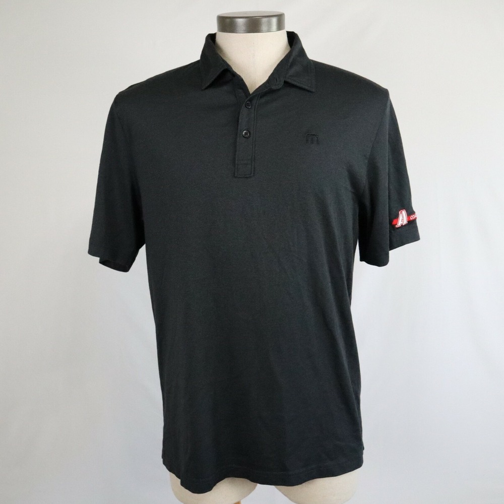 Travis Mathew Polo Shirt Mens Large Golf Casual Black Short Sleeve A1 Coaches